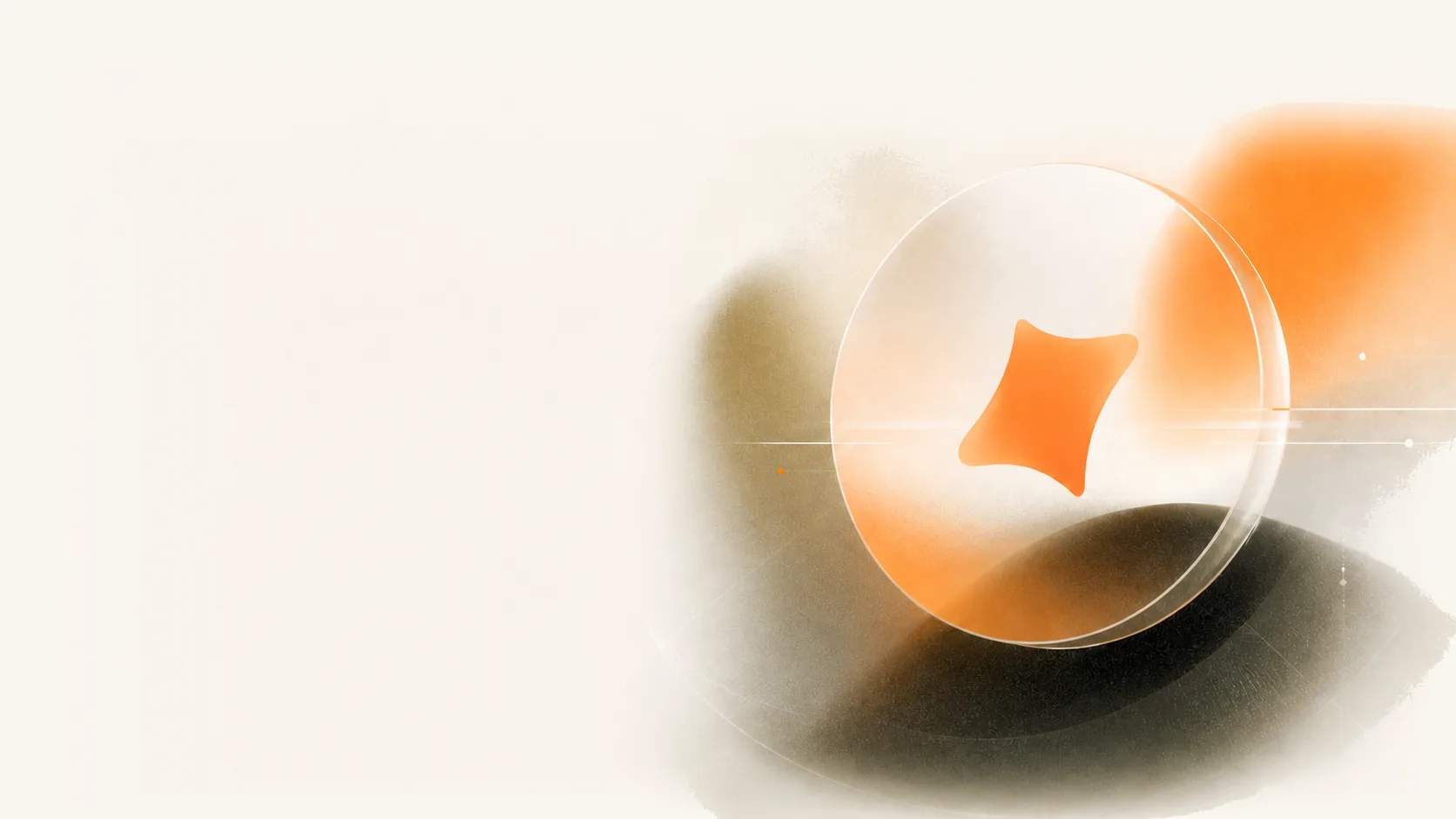 Abstract orange Autodisc orb with motion lines.
