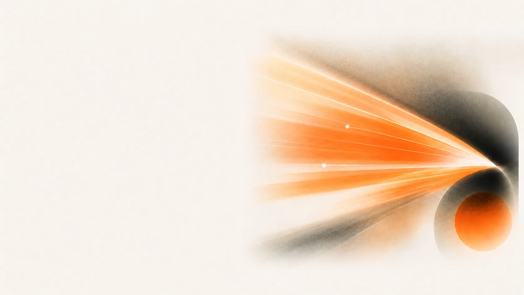 Abstract orange speed beam converging into a dark orbital shape.